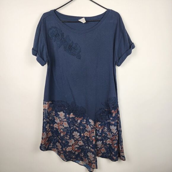ANTHROPOLOGIE AKEMI KIN KRIS WOMENS ASYMMETRICAL FLORAL TUNIC TOP EMBROIDERED M - Picture 2 of 7